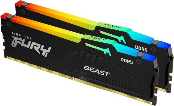 זכרון לנייח - Kingston Fury Beast RGB DDR5 64GB 2x32GB 6000Mhz CL36 - צבע שחור