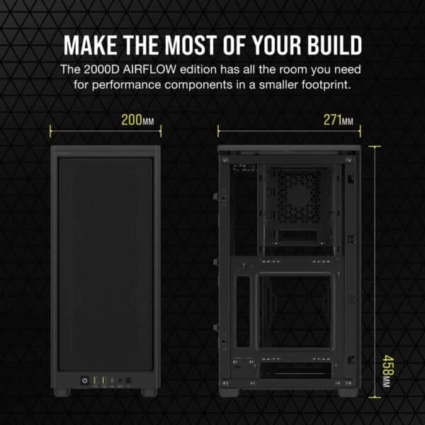 ⁦מארז - Corsair 2000D Airflow Mini - צבע שחור⁩ – תמונה ⁦7⁩