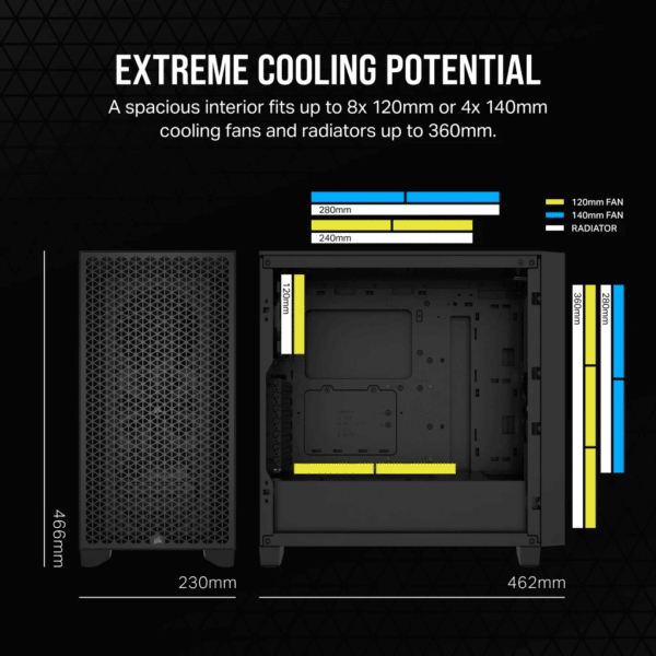 ⁦מארז - Corsair 3000D AIRFLOW Mid-Tower - צבע שחור⁩ – תמונה ⁦6⁩