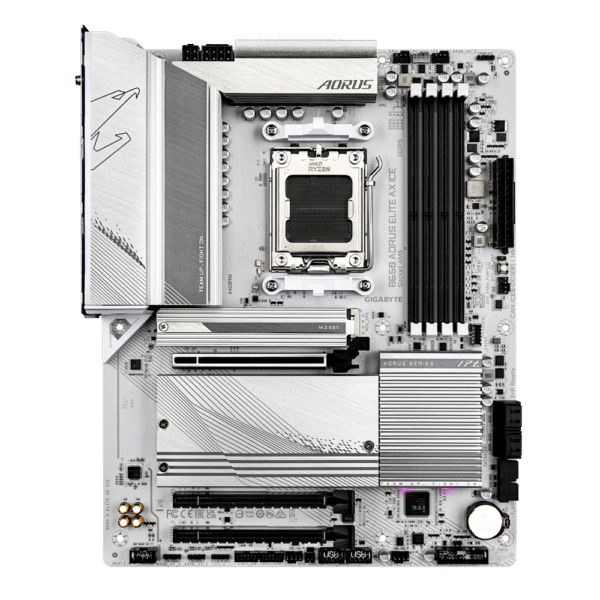 ⁦לוח אם – Gigabyte Aorus B650 A Elite AX ICE ATX WIFI6 DDR5 White⁩ – תמונה ⁦2⁩