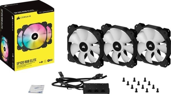 ⁦סט 3 מאווררים למארז כולל בקר שליטה -  Corsair iCUE SP120 RGB ELITE 120mm⁩ – תמונה ⁦3⁩