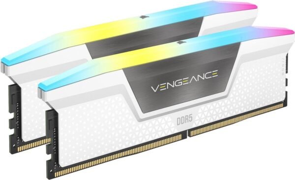 ⁦זכרון לנייח - Corsair Vengeance RGB DDR5 64GB 2x32GB 6000Mhz CL30 - צבע לבן⁩ – תמונה ⁦2⁩