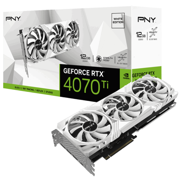 כרטיס מסך – PNY GeForce RTX 4070 Ti Verto Triple Fan White Edition 12GB - צבע לבן