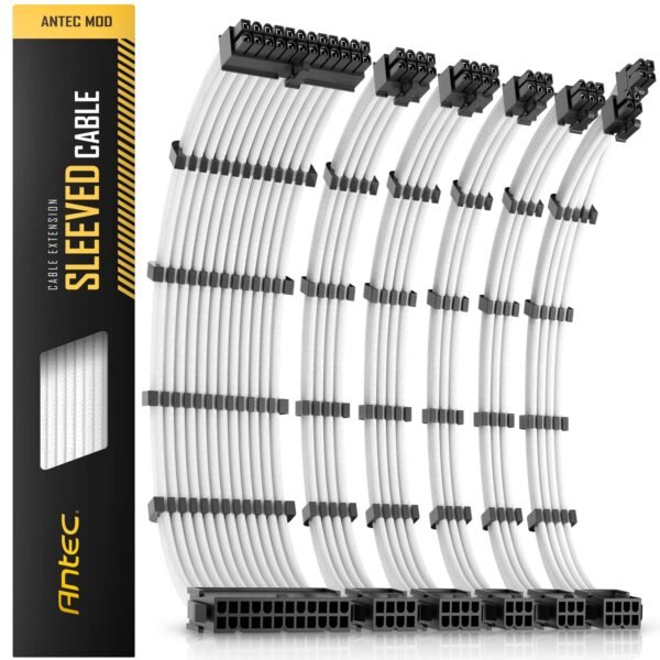 ערכת כבלים מאריכים - 300 מ''מ לספק כוח Antec PSU Sleeved Ext Cable Kit - צבע לבן
