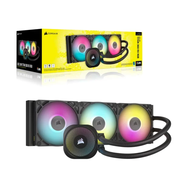 ⁦קירור נוזלי למעבד – Corsair iCUE LINK Titan 360 RX RGB 360mm – צבע שחור⁩ – תמונה ⁦12⁩