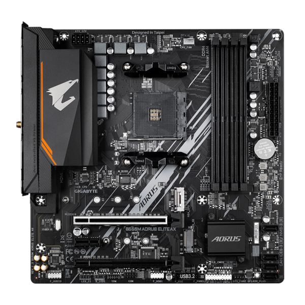 ⁦לוח אם - Gigabyte B550M Aorus Elite AX Micro-ATX AM4 DDR4⁩ – תמונה ⁦2⁩