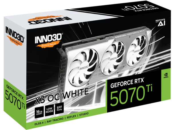 ⁦כרטיס מסך – Inno3D GeForce RTX 5070 Ti X3 OC White 16GB – צבע לבן⁩ – תמונה ⁦3⁩