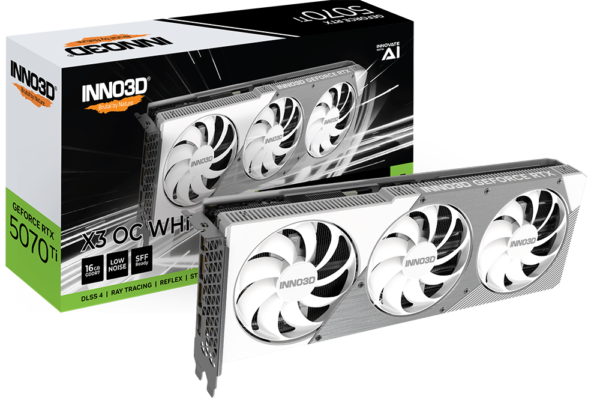כרטיס מסך – Inno3D GeForce RTX 5070 Ti X3 OC White 16GB – צבע לבן