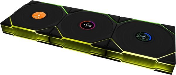 ⁦3 מאווררים למארז – Lian-Li TL120 UNI Wireless LCD 120mm 3xFans – צבע שחור⁩ – תמונה ⁦3⁩