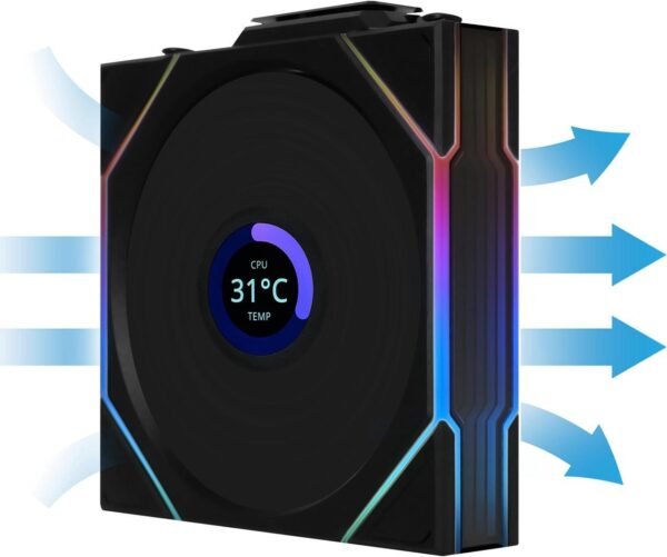 ⁦מאוורר למארז – Lian-Li TL120 UNI Wireless LCD 120mm – צבע שחור⁩ – תמונה ⁦6⁩