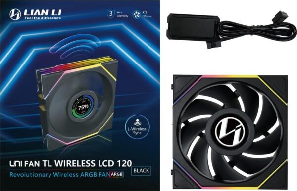 מאוורר למארז – Lian-Li TL120 UNI Wireless LCD 120mm – צבע שחור