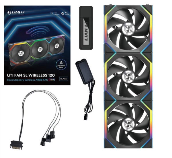3 מאווררים למארז – Lian-Li UNI SL Wireless 120mm 3xFans – צבע שחור