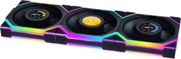 ⁦3 מאווררים למארז – Lian-Li UNI SL Wireless LCD 120mm 3xFans – צבע שחור⁩ – תמונה ⁦3⁩