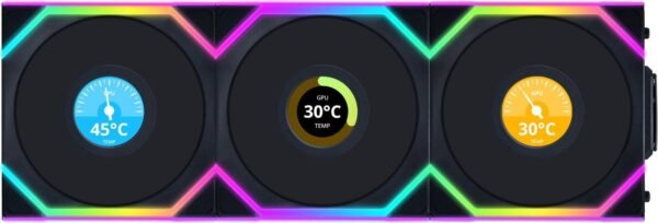 ⁦3 מאווררים למארז – Lian-Li UNI SL Wireless LCD 120mm 3xFans – צבע שחור⁩ – תמונה ⁦2⁩