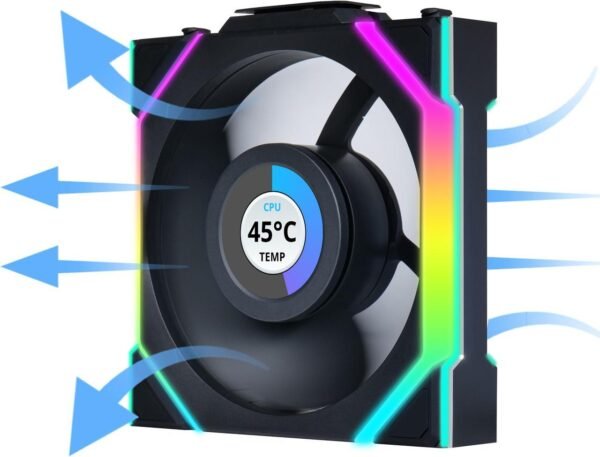 ⁦מאוורר למארז – Lian-Li UNI SL Wireless LCD 120mm Reverse – צבע שחור⁩ – תמונה ⁦6⁩