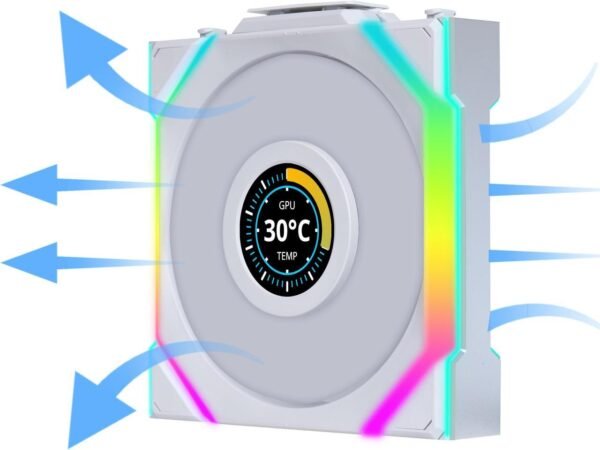 ⁦מאוורר למארז – Lian-Li UNI SL Wireless LCD 120mm Reverse – צבע לבן⁩ – תמונה ⁦6⁩