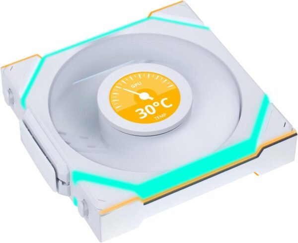 ⁦מאוורר למארז – Lian-Li UNI SL Wireless LCD 120mm Reverse – צבע לבן⁩ – תמונה ⁦5⁩
