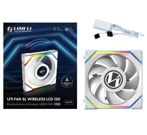 מאוורר למארז – Lian-Li UNI SL Wireless LCD 120mm – צבע לבן