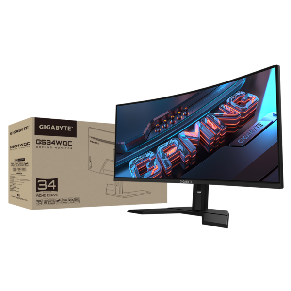 ⁦מסך גיימינג - Gigabyte GS34WQC 34" WQHD VA 135Hz 1ms Curved HDR⁩ – תמונה ⁦2⁩