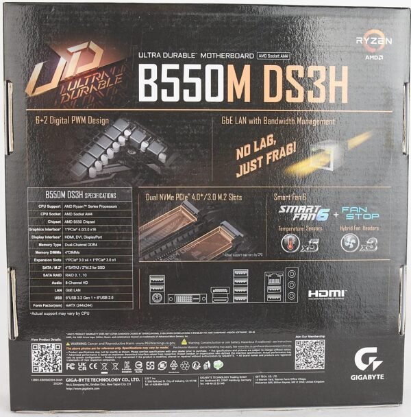 ⁦לוח אם – Gigabyte B550M DS3H rev1.7 Micro-ATX AM4 DDR4⁩ – תמונה ⁦7⁩