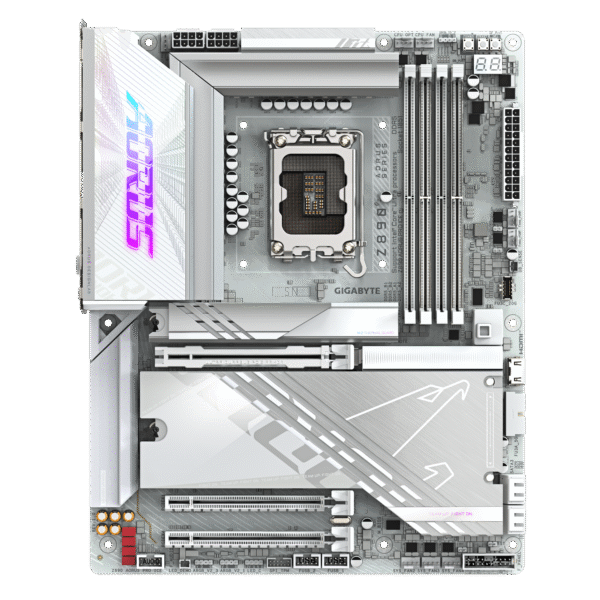 ⁦לוח אם – Gigabyte Z890 Aorus Pro ICE ATX WIFI7 5GbE Lan LGA1851 DDR5 – צבע לבן⁩ – תמונה ⁦2⁩
