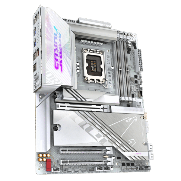 ⁦לוח אם – Gigabyte Z890 Aorus Pro ICE ATX WIFI7 5GbE Lan LGA1851 DDR5 – צבע לבן⁩ – תמונה ⁦3⁩