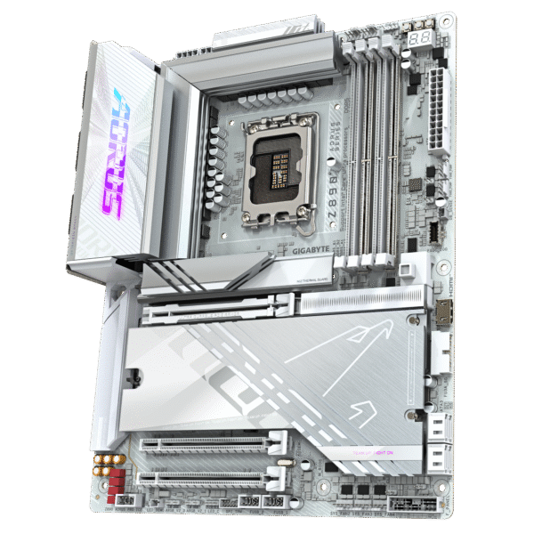 ⁦לוח אם – Gigabyte Z890 Aorus Pro ICE ATX WIFI7 5GbE Lan LGA1851 DDR5 – צבע לבן⁩ – תמונה ⁦4⁩