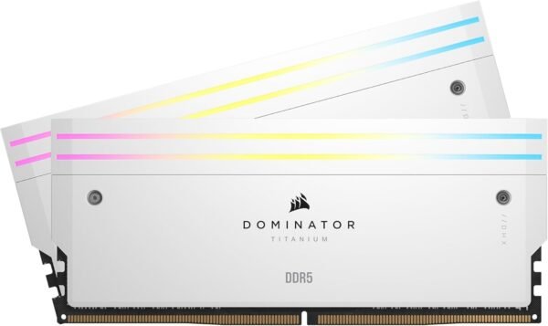 זכרון לנייח – Corsair Dominator Titanium RGB DDR5 96GB 2x48GB 6600Mhz CL32 – צבע לבן
