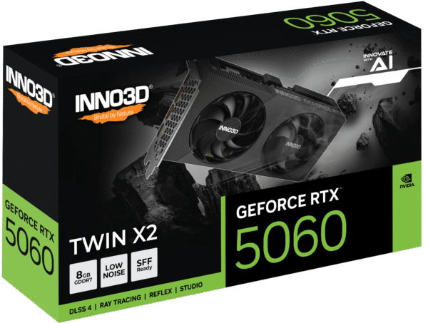 ⁦כרטיס מסך – Inno3D GeForce RTX 5060 TWIN X2 8GB – צבע שחור⁩ – תמונה ⁦3⁩