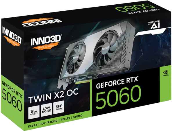⁦כרטיס מסך – Inno3D GeForce RTX 5060 TWIN X2 OC 8GB – צבע שחור⁩ – תמונה ⁦3⁩