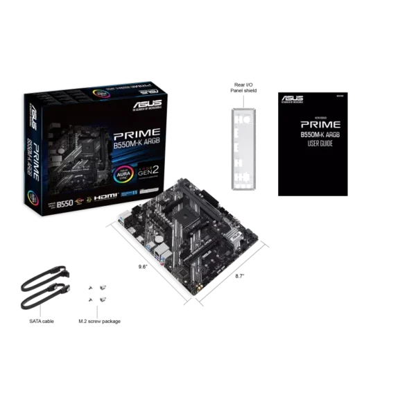 ⁦לוח אם – Asus Prime B550M-K ARGB Micro-ATX AM4 DDR4⁩ – תמונה ⁦8⁩
