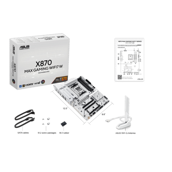 ⁦לוח אם – ASUS X870 MAX GAMING WIFI7 W ATX AM5 DDR5 - צבע לבן⁩ – תמונה ⁦10⁩