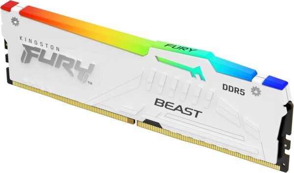 ⁦זכרון לנייח – Kingston Fury Beast RGB DDR5 64GB 2x32GB 5200MHz CL40 – צבע לבן⁩ – תמונה ⁦3⁩