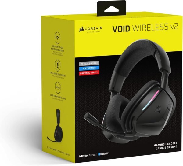⁦אוזניות גיימינג אלחוטיות – Corsair Void v2 Wireless – צבע שחור⁩ – תמונה ⁦5⁩