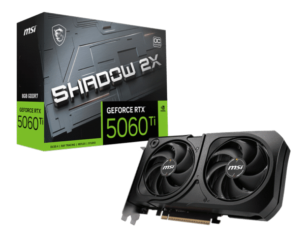 כרטיס מסך – MSI GeForce RTX 5060 Ti SHADOW 2X OC PLUS 8GB – צבע שחור