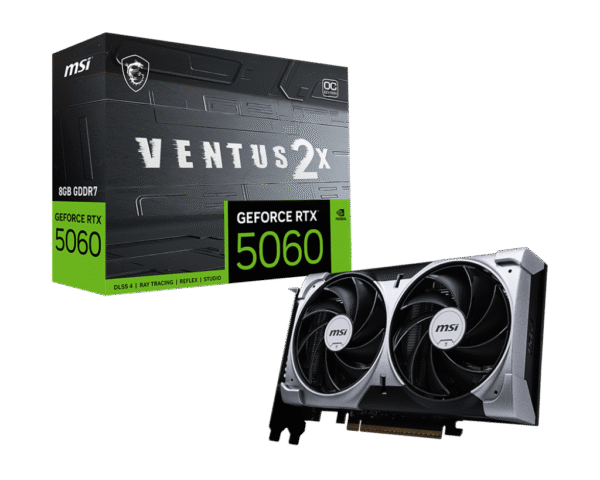 כרטיס מסך –  MSI GeForce RTX 5060 VENTUS 2X OC 8GB – צבע שחור