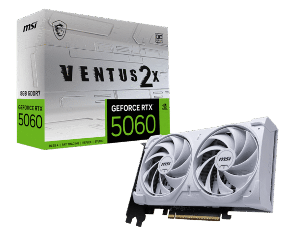כרטיס מסך – MSI GeForce RTX 5060 VENTUS 2X OC White 8GB – צבע לבן